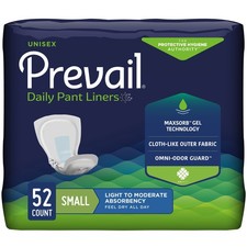 Prevail Incontinent Pad 12.5" L Pant Liner Light to Moderate 52 Ct