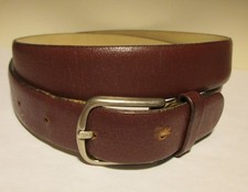 Vintage Split Leather Size 34 Men s Brown Belt Made in USA, Brass Buckle Mark WS