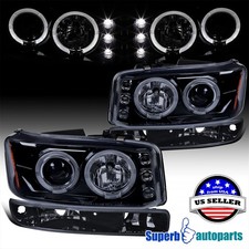 Fits 2000-2006 Gmc Yukon Led Halo Projector Headlightsbumper Lamps Smoke Fits 2000-2006 Gmc Yukon Led Halo Projector Headlightsbumper Lamps Smoke