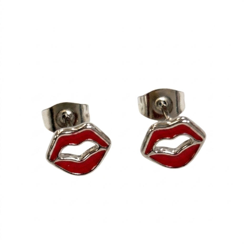 Stud Earrings Stainless Steel in the shape of lips-image