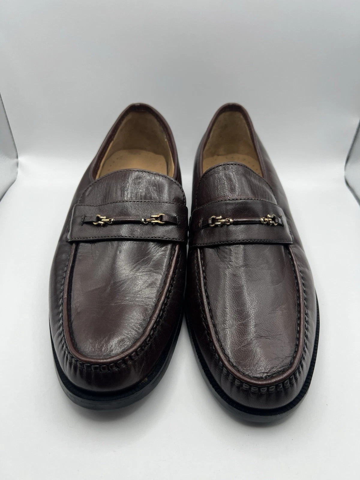 Clarks scarpe eleganti in pelle mocassino slip on marrone uomo UK 8