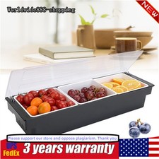 3 Tray Condiment Dispenser Compartment, Chilled Server Bar Fruit Caddy Food Box.