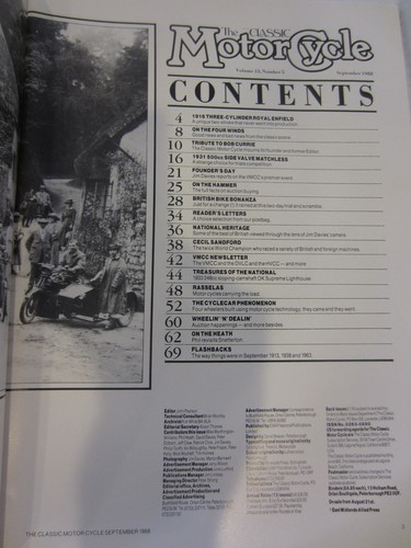 The Classic Motorrad Magazin September 1988 Bob Currie Hommage an The Enfield - Bild 2 von 2