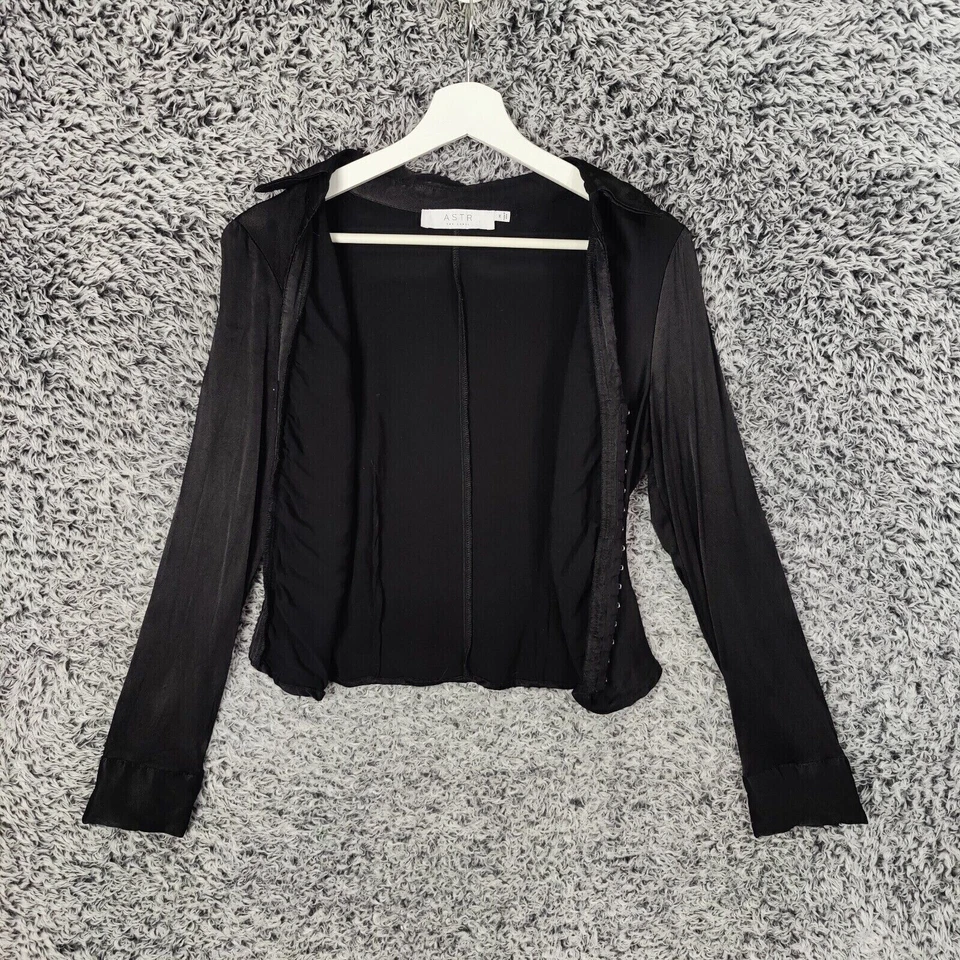 Blusa ASTR Gótica Gancho y Ojo Manga Larga Frente Acanalado Negra Mujer Talla M Bruja Foto 2 de 4