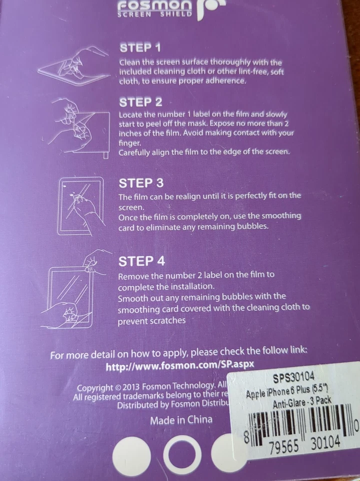 Protector de pantalla Fosmon SPS30104 Apple iPhone 6 Plus antirreflejo paquete de 3 5,5" Foto 2 de 3