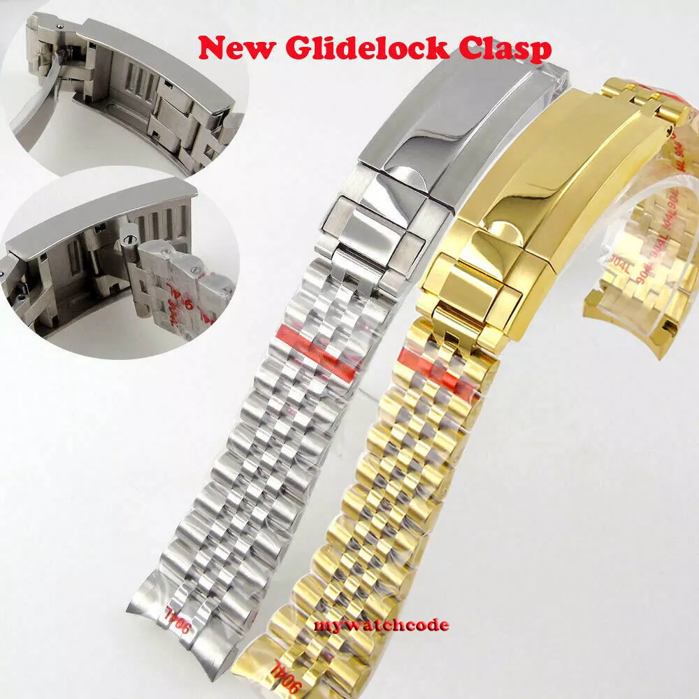 20mm golden stainless steel solid jubilee glidelock bracelet fit