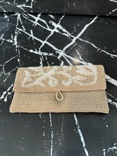Vintage Antique Beaded Pearl Clutch Hand Pocket Purse Coinage Bag Coin Victorian