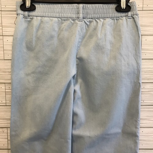 Forever 21 Girl Pull On Chambray Pants Girls Size 11-12 Elastic Waist Blue Capri - Picture 7 of 10
