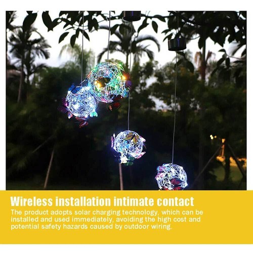 Solar Hanging Butterfly Light, Mesh Orb for Garden/Yard Decor - Picture 3 of 15