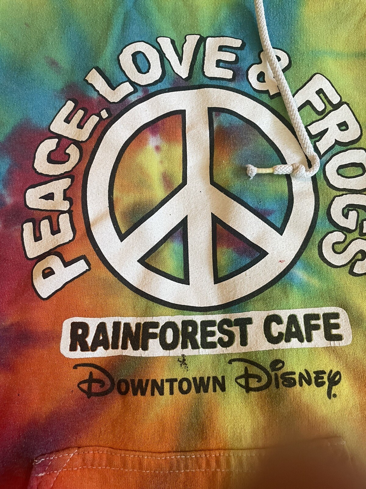 Rainforest Cafe Tie Dye Hoodie PEACE LOVE AND FROGS D… Gem