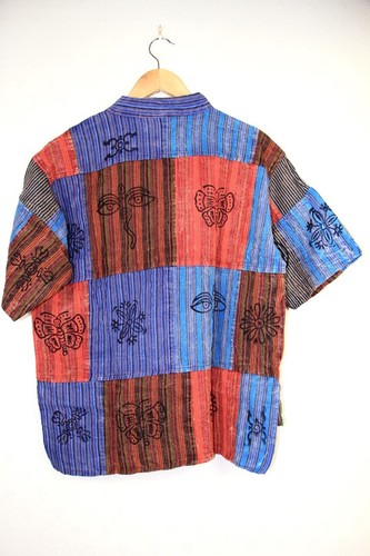 Hombres Hippies Camisa lisa Sin cuello Abuelo Casual Bares Festival de manga completa - Imagen 17 de 55