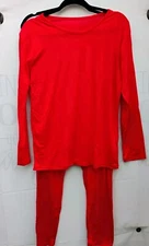 Women's Size XL Red Long Sleeve Top & Matching Pants Thermal Pajamas 2 Pc Set