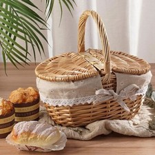Picknickkorb Weide mit Deckel Großer Korb Camping Aufbewahrung Einkauf Deko