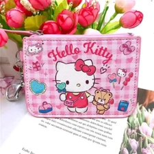 Sanrio Kawaii Hello Kitty Coin Purse Card Holder Key Chain Backpack ID Tag US