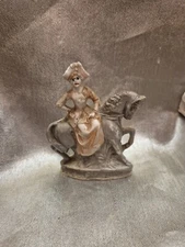 Vintage C D KENNY Painted Bisque Figurine - LADY ON HORSE