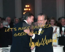 PRESIDENT DONALD TRUMP AND RICHARD NIXON SHAKING HANDS MAGA SLOGAN 8X10 PHOTO RP