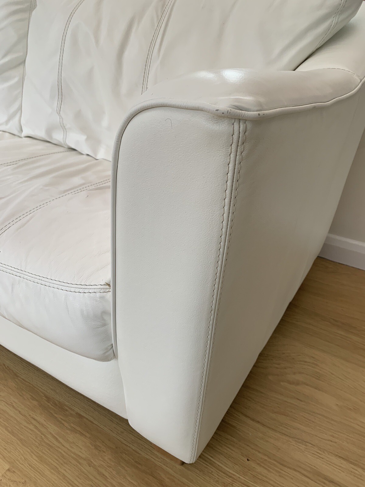 White Leather 3 Seater Sofa Pick Up WIGAN eBay