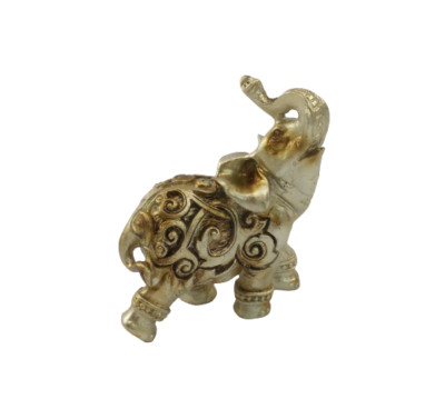 Silver Elephant Statue Feng Shui Lucky Elephant Figurine Collectible 3'' Tall A