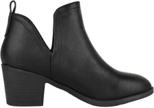 TOP Moda Women Zandra Slip-on V Cut Sides Medium Stack Heel Ankle Boot-Size 7.5