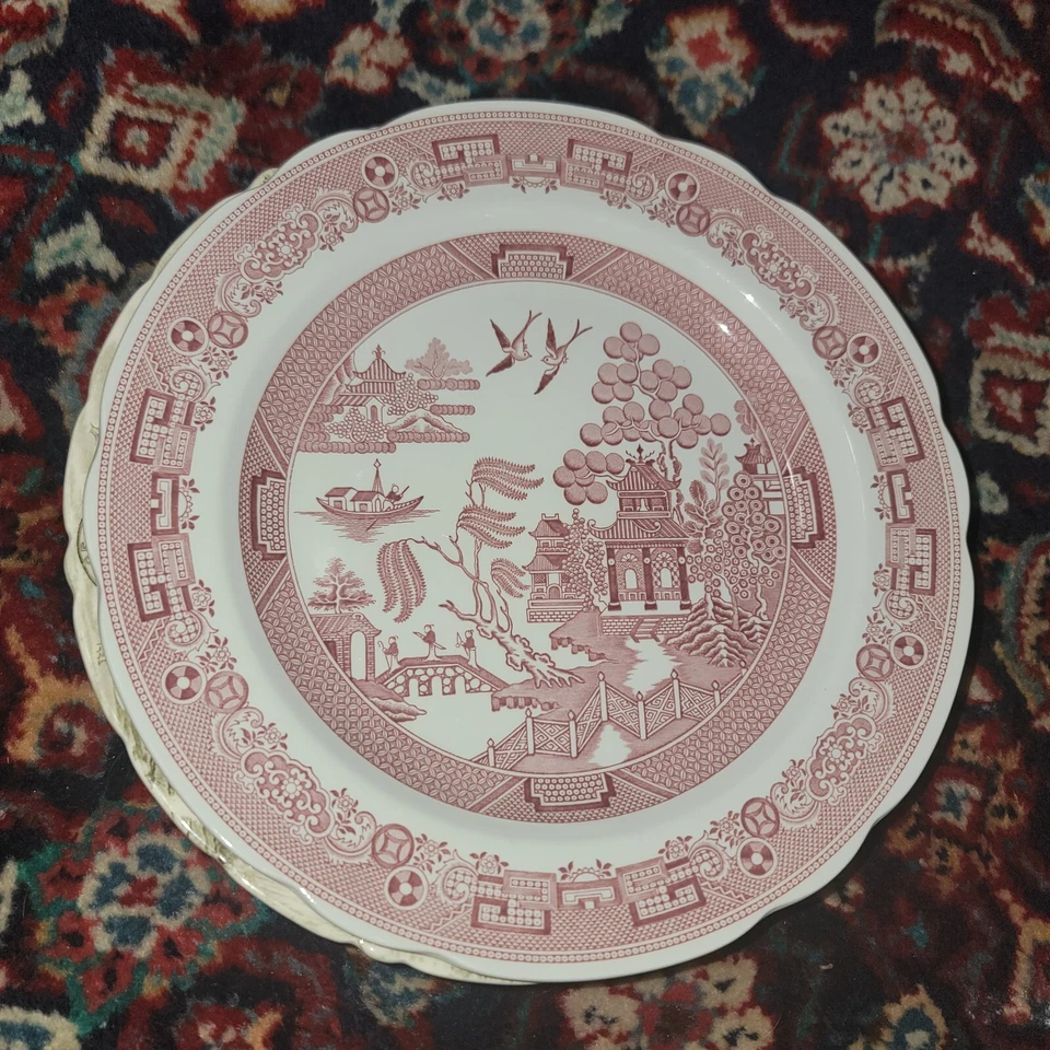 Spode England Archive Collection Georgian Series Willow Dinner Plate 10.5” Red - Image 2 of 4