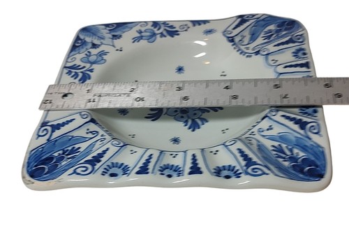 Vintage Royal Delft Ashtray De Porceleyne Fles Square Holland Hand Painted SEE - Picture 8 of 9