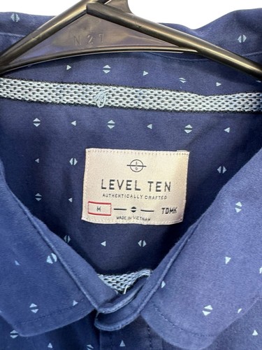 Level Ten Button-Up Men's Shirt Size M Short Sleeve Navy Blue 100% Cotton - Picture 3 of 6
