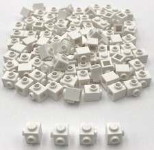 Lego 100 nuevos ladrillos blancos modificados 1 x 1 perno con perno en 2 lados adyacentes