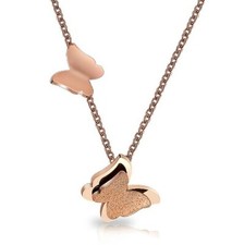 18K Rose Gold Plated ladies butterfly necklace with butterflies, Layered