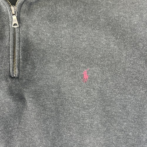 Polo Ralph Lauren Vintage 1/4 Zip Maglione Uomo XL Grigio Rosso Pony Felpa - Foto 3 di 7