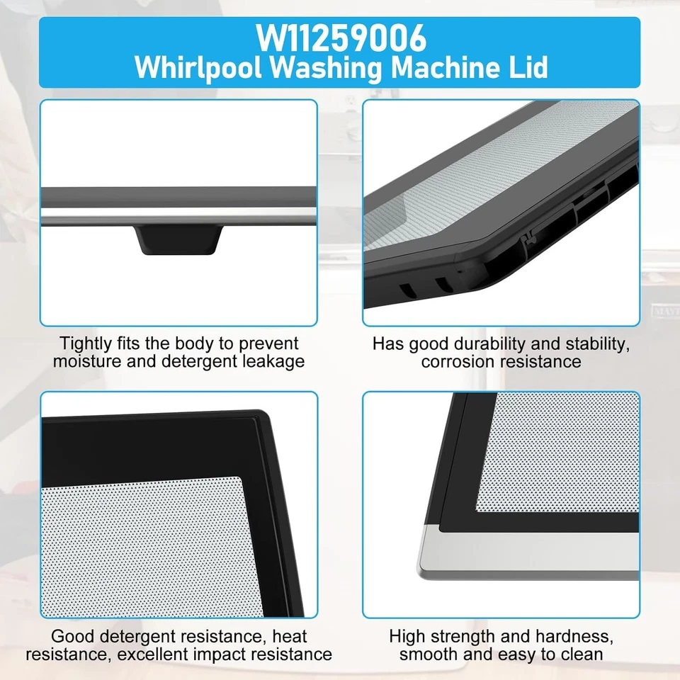 Conjunto de tapa de lavadora W11259006 mejorado para lavadora Whirlpool Maytag Foto 3 de 4