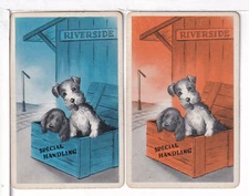 Two Single Vintage ID Named "Riverside/Special Handling" Playing Card DA 6-18A,B
