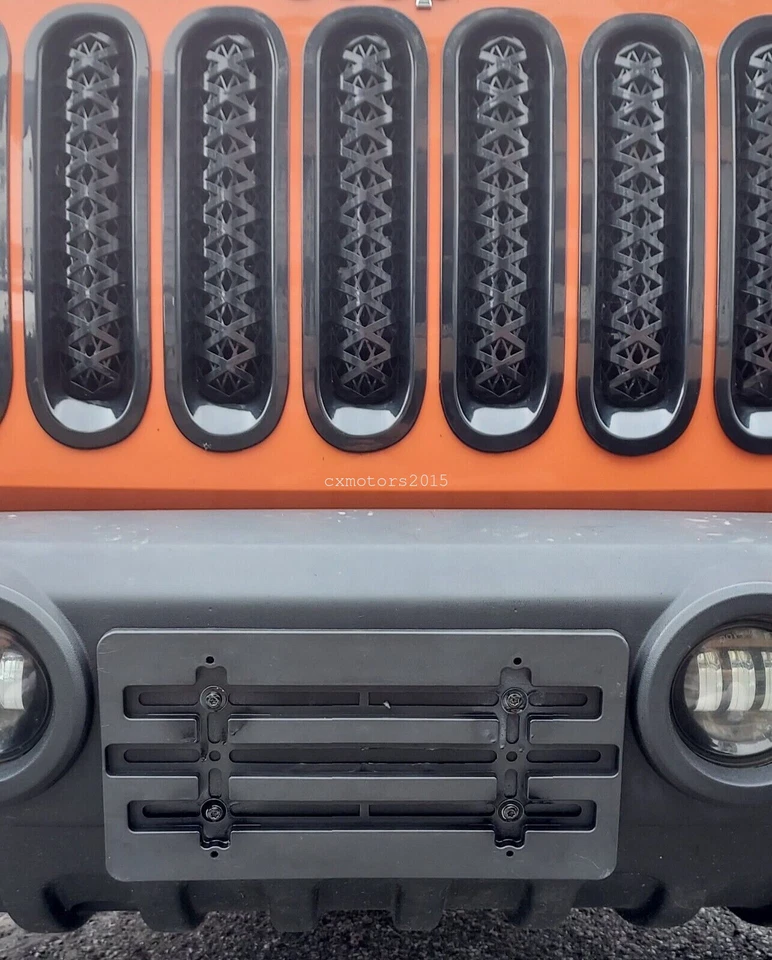 License Plate Holder Bracket Kit For Jeep Wrangler Cherokee Compass Front Bumper Foto 4 de 4