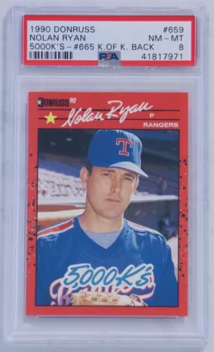 1990 Donruss Nolan Ryan #659 5000 K’s Error Card King Of Kings Back PSA 8 NM-MT