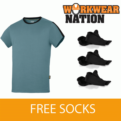 STEEL GREY FREE BELT Snickers 2518 Allround Work Crew Neck Cotton T-shirt