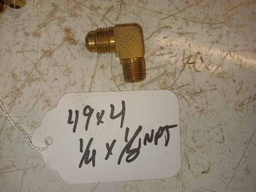49X4 Male Pipe/ SAE 45° Flare 90° Elbow Adapter | 1/8" Male NPTF x 1/4" SAE 45°