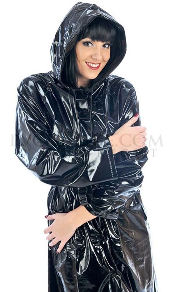 Regenmantel Raincoat Manteau de pluie Impermeable PVC schwarz glänzend