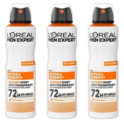  Loreal Men Expert Hydra Energy Deo Spray Anti-Transpirant 72h Schutz 3x 150ml 