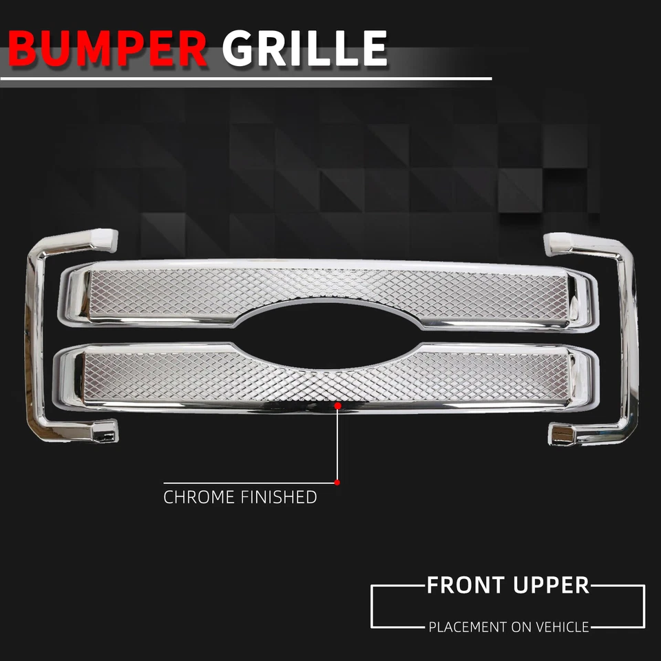Fits 11-16 Ford F250 350 450  Moulding Front Chrome Grill Grille Cover Overlay - Изображение 4 из 4