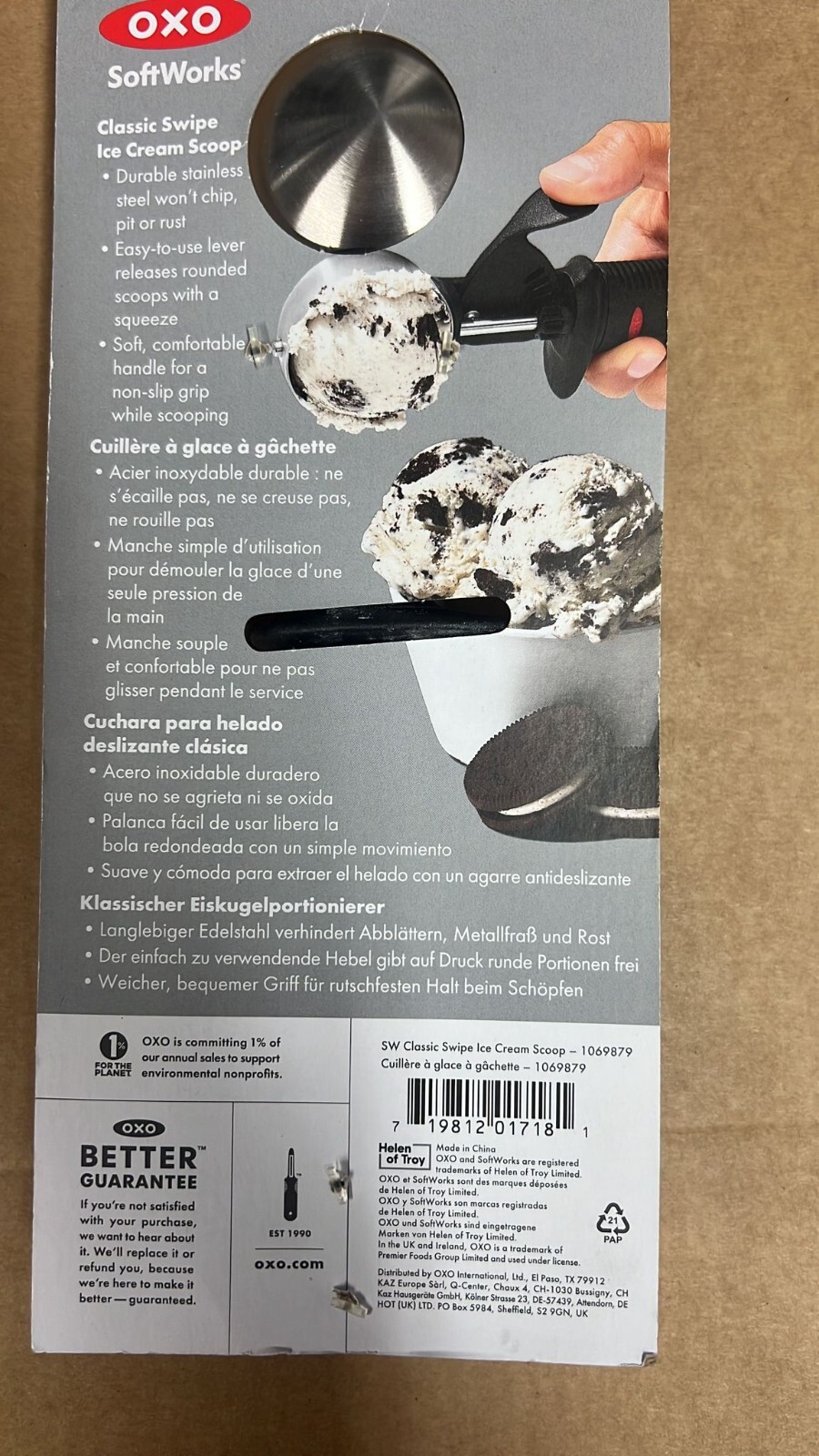 OXO Good Grips Trigger Ice Cream Scoop - Cuillère à Glace Avec Déclencheur, Poignée Antidérapante, Facile à Utiliser