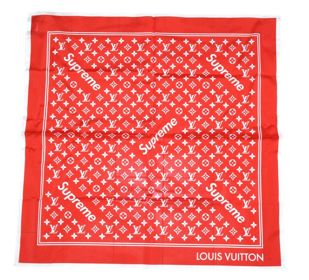 Supreme Louis Vuitton Monogram Bandana Red mini scarf 55 cm R52