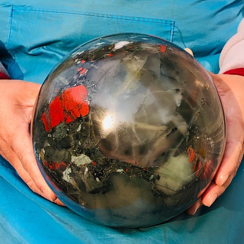 12.65LB Natural african blood stone quartz crystal sphere healing chakra - Picture 3 of 18