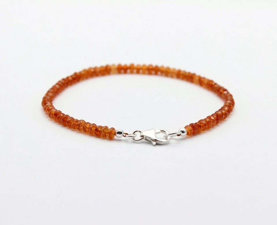 Wunderschöne Saphir Armband facettierte Rondell Orange Armkette Edel ca. 19,5 cm - Bild 3 von 4