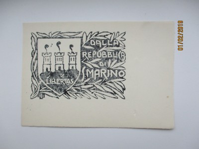 BOOKMARK EXLIBRIS DALL REPUBLIKA DI MARINO ,0