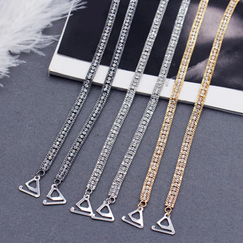 Metal Non Slip Shoulder Rhinestone Bra Straps Invisible Underwear