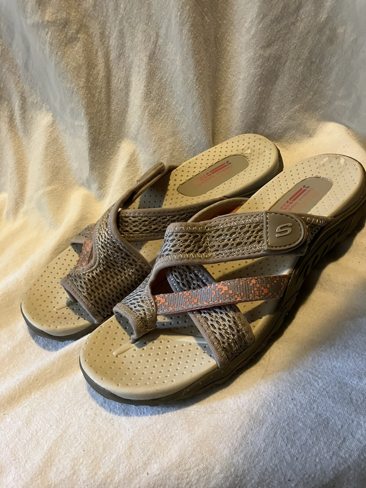 Skechers Women's Reggae Strappy Slip-On Sandals Size 9 Brown Outdoor Comfort