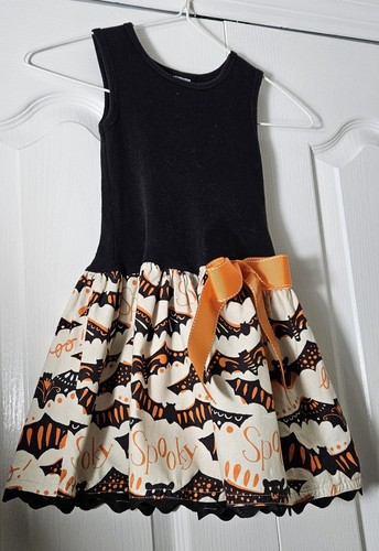 Halloween Girls Size 4 Dress Tank Top Bats Rick Rack Hem - Picture 5 of 8
