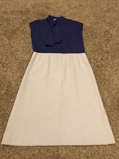 Vintage  Jones Polyester  Blend Sleeveless Dress 8  Blue Gray USA B24