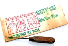 Ice Pick Store display Advertising Cardboard 1 Masterpoint Ice Picks 1960’s Era