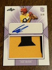 IKE IRISH 2021 Leaf Perfect Game Jersey Patch Autograph #3/8 AUBURN ORIOLES