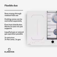 Induction Hob 60 cm Gas Hob Hot Plate Electric Cooker 4 Zones Child Safety White
